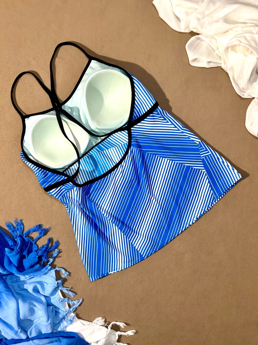 Nike Women’s Tankini Swimsuit Top • Size 16 • Blue Stripe - Picture 3 of 8